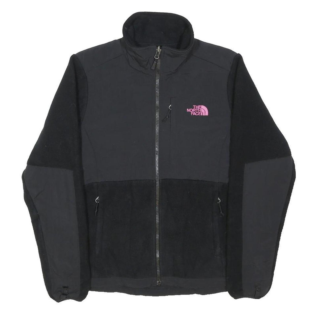 THE NORTH FACE Womens Black Jacket S Polyester Fleece Pink Logo Zip Outdoor Warm