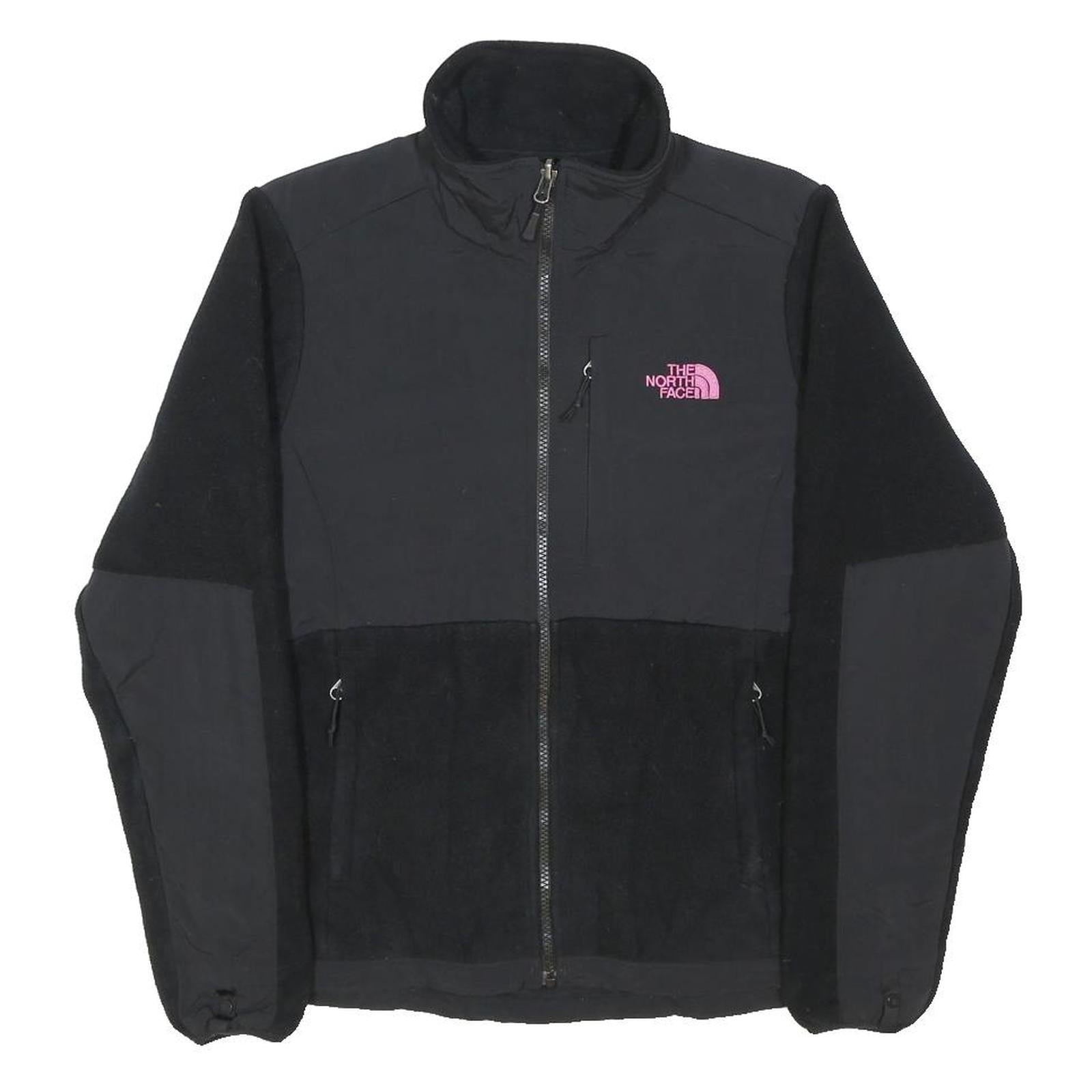 THE NORTH FACE Womens Black Jacket S Polyester Fleece Pink Logo Zip Outdoor Warm