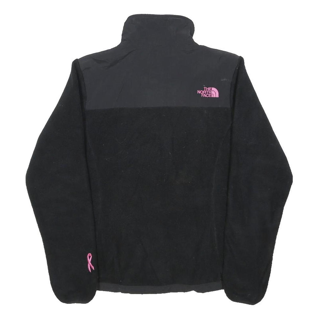 THE NORTH FACE Womens Black Jacket S Polyester Fleece Pink Logo Zip Outdoor Warm