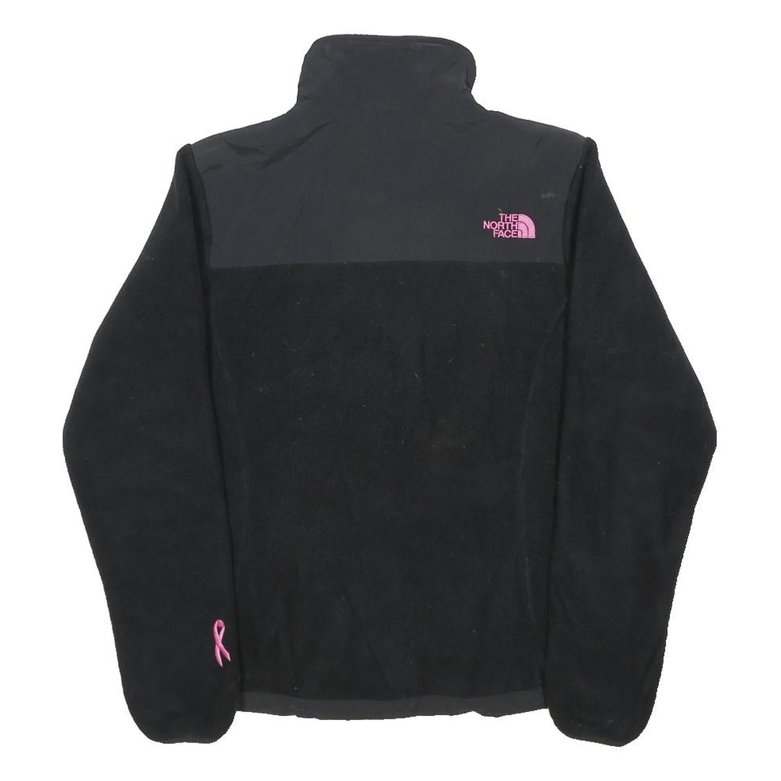 THE NORTH FACE Womens Black Jacket S Polyester Fleece Pink Logo Zip Outdoor Warm