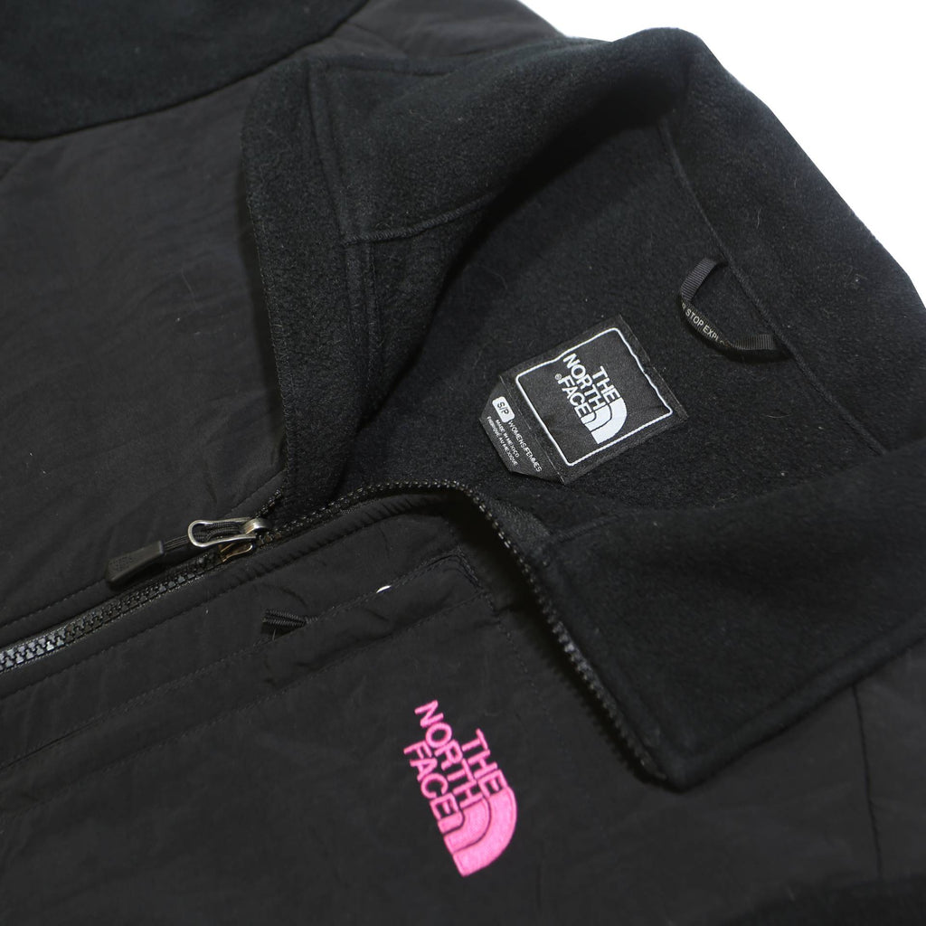 THE NORTH FACE Womens Black Jacket S Polyester Fleece Pink Logo Zip Outdoor Warm