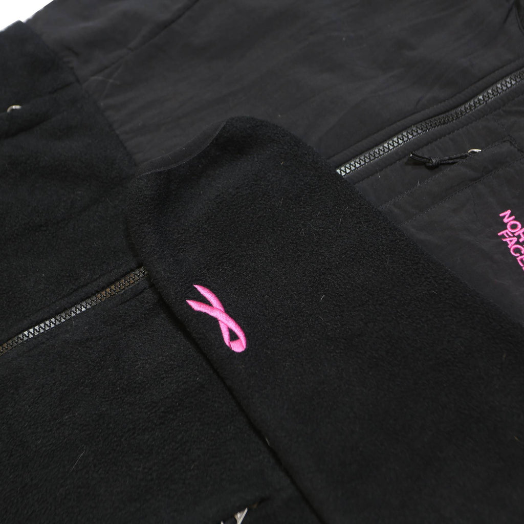 THE NORTH FACE Womens Black Jacket S Polyester Fleece Pink Logo Zip Outdoor Warm
