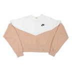 NIKE Womens White & Pink Crew Neck M Sweatshirt Cotton Blend Casual Pullover