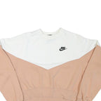 NIKE Womens White & Pink Crew Neck M Sweatshirt Cotton Blend Casual Pullover