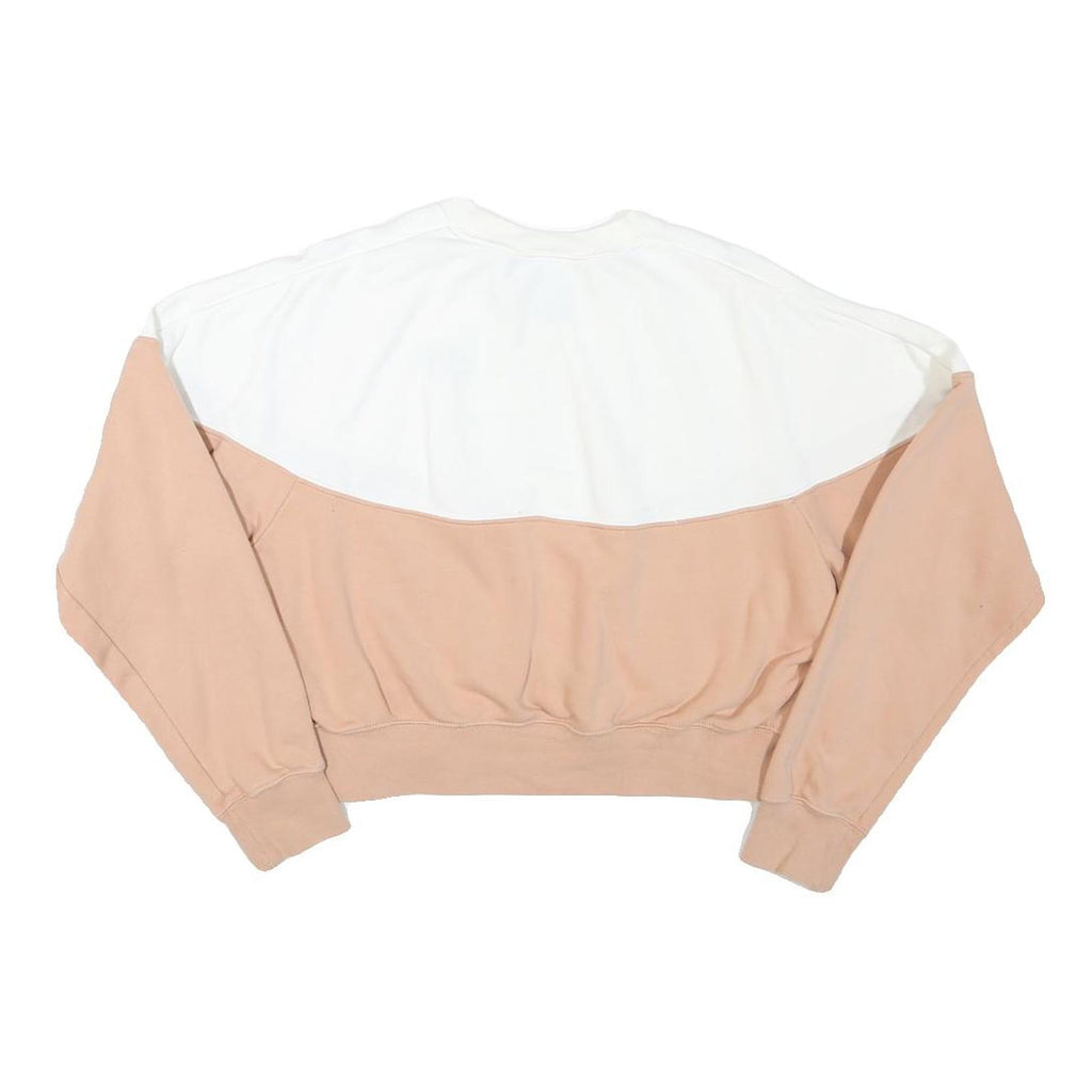 NIKE Womens White & Pink Crew Neck M Sweatshirt Cotton Blend Casual Pullover