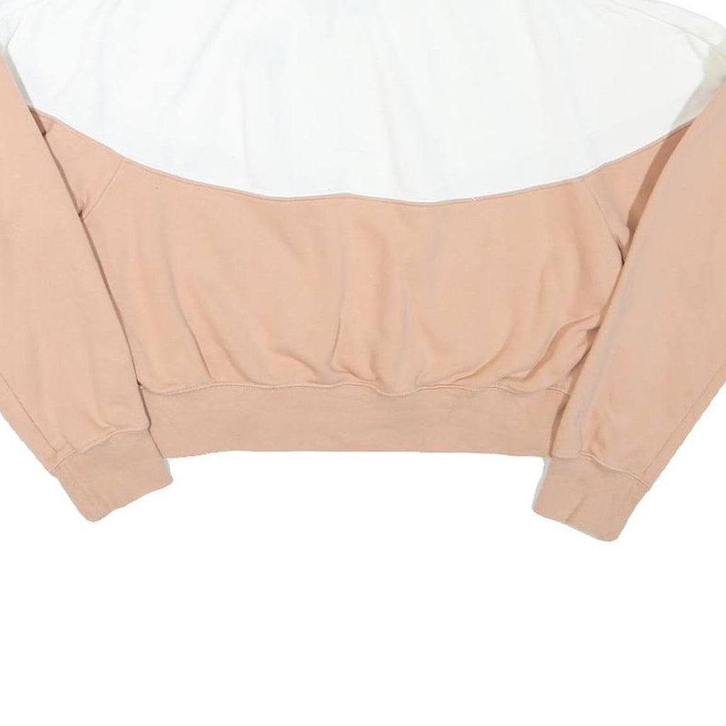 NIKE Womens White & Pink Crew Neck M Sweatshirt Cotton Blend Casual Pullover