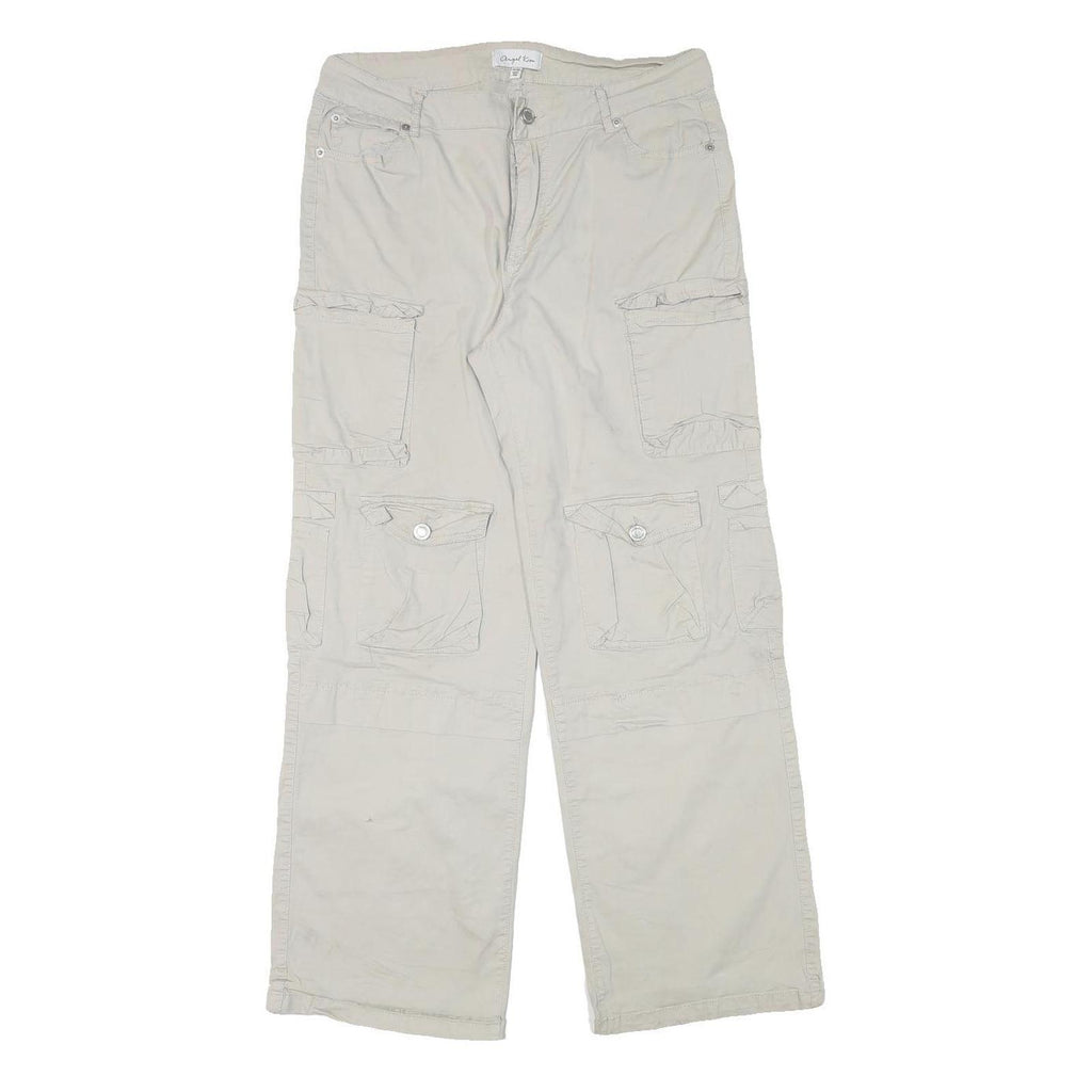 ANGEL KISS Womens Cotton Blend Beige Slim Cargo Trousers W31 L29 Six Pocket Zip