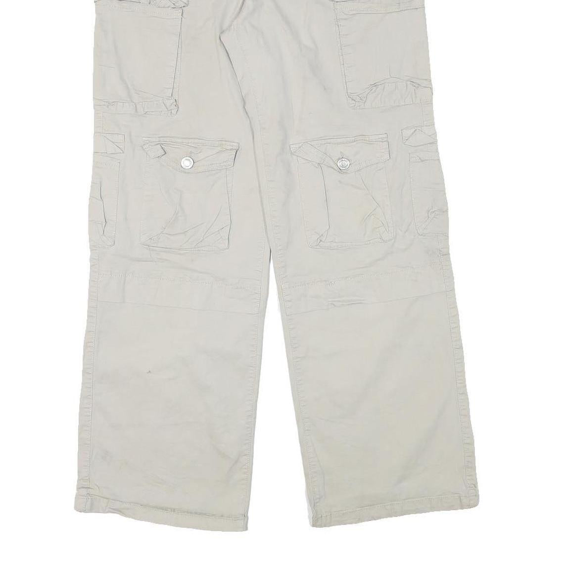 ANGEL KISS Womens Cotton Blend Beige Slim Cargo Trousers W31 L29 Six Pocket Zip