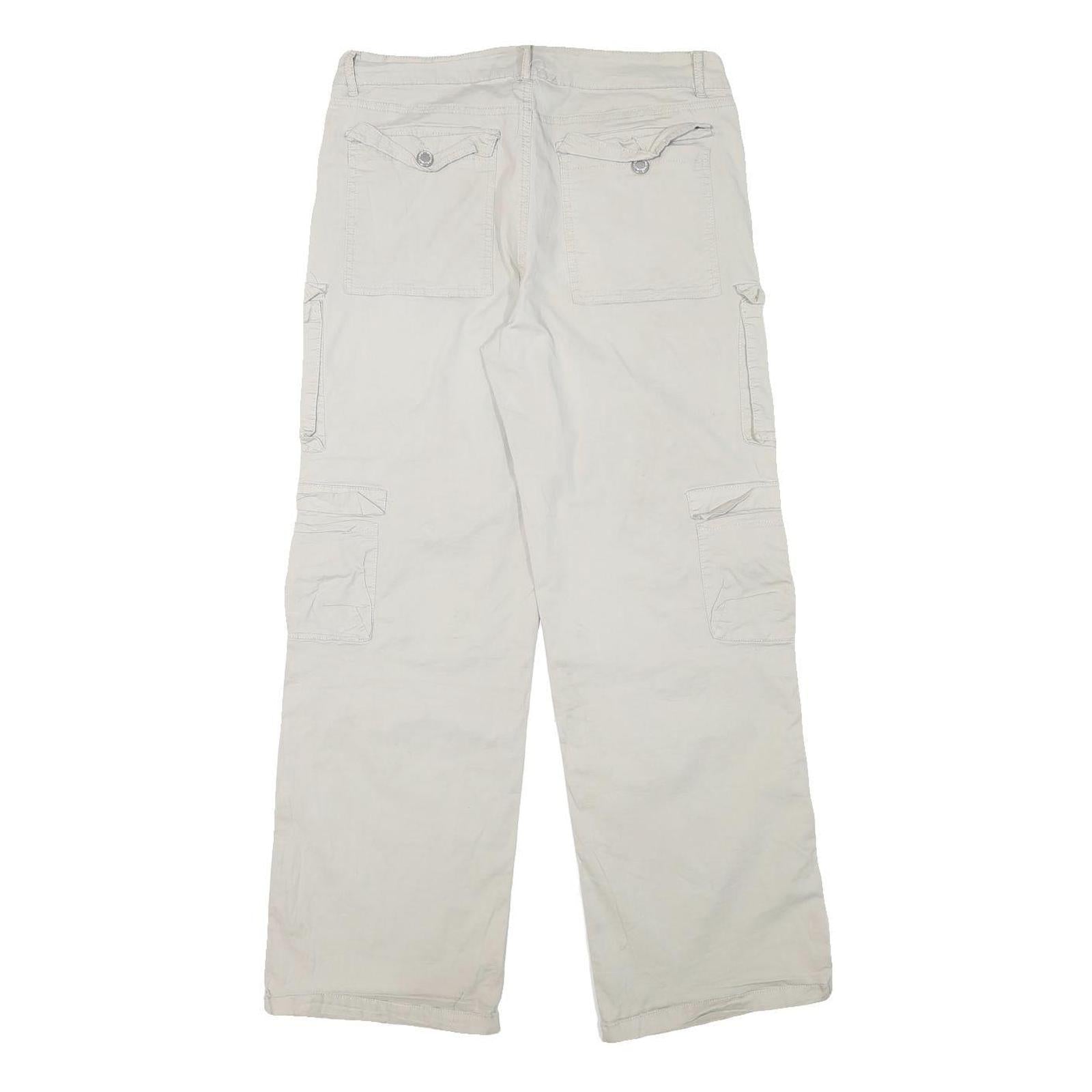 ANGEL KISS Womens Cotton Blend Beige Slim Cargo Trousers W31 L29 Six Pocket Zip