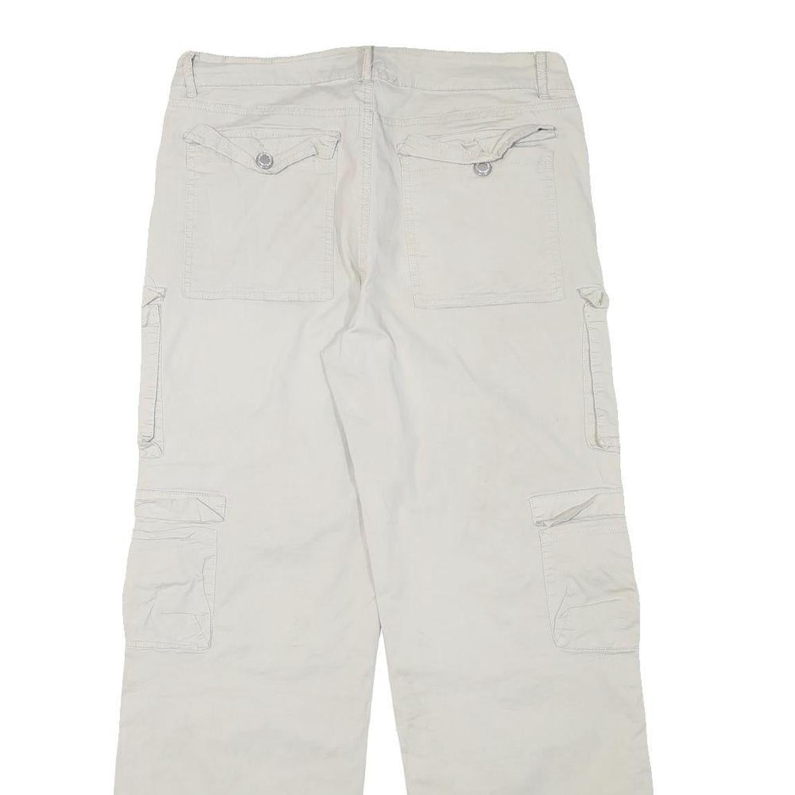 ANGEL KISS Womens Cotton Blend Beige Slim Cargo Trousers W31 L29 Six Pocket Zip