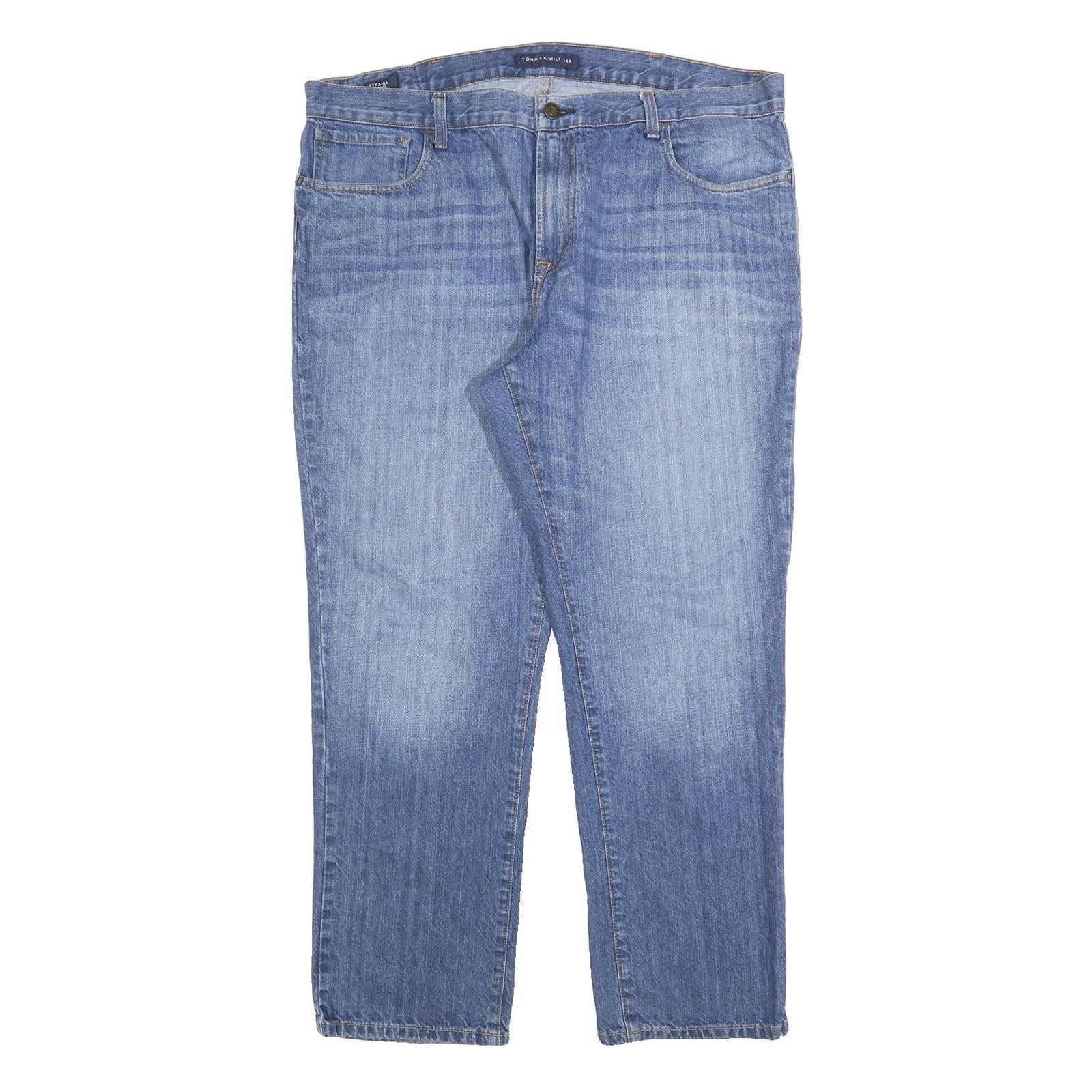 TOMMY HILFIGER Mens Jeans Blue Regular Straight Denim Medium W40 L30 Classic Zip