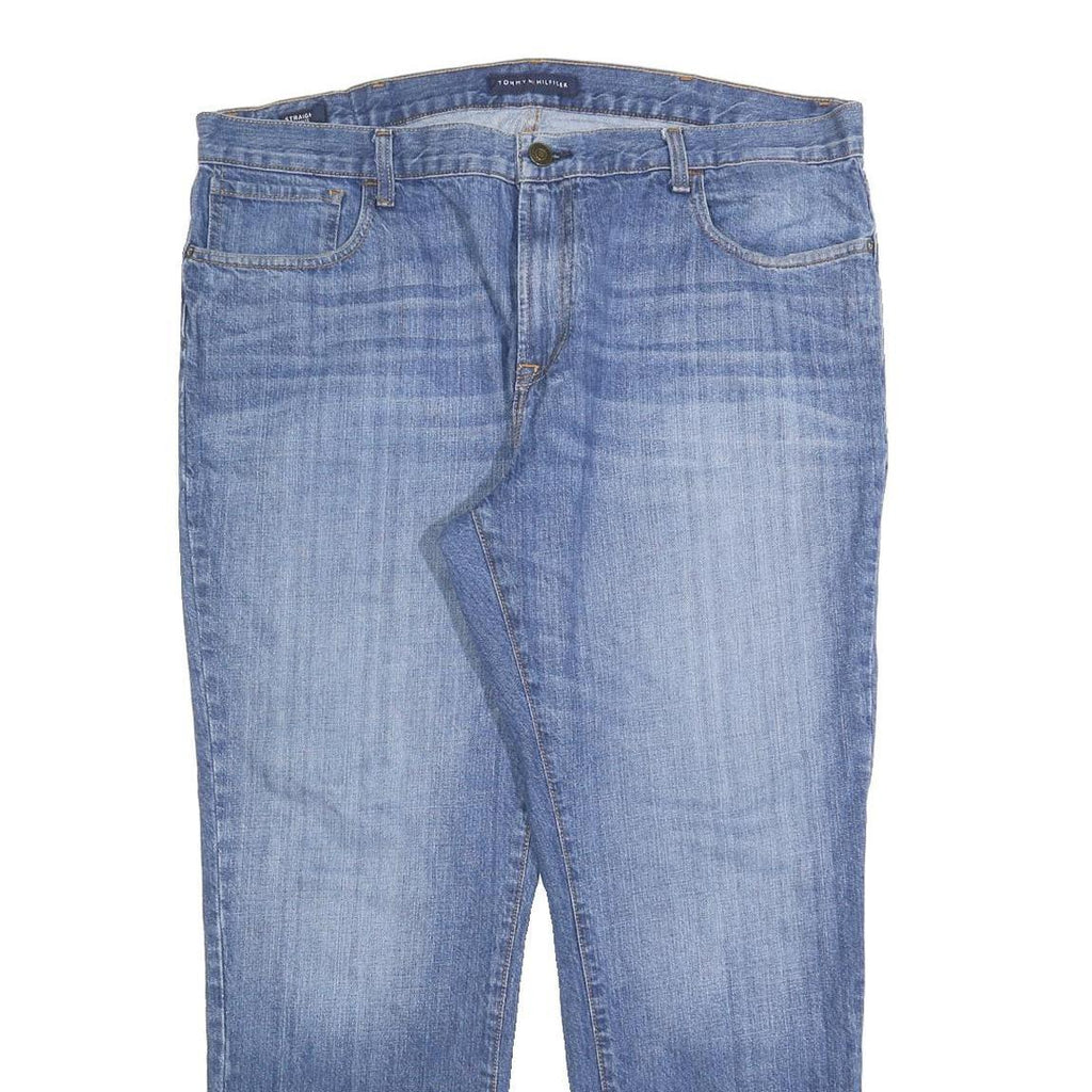 TOMMY HILFIGER Mens Jeans Blue Regular Straight Denim Medium W40 L30 Classic Zip