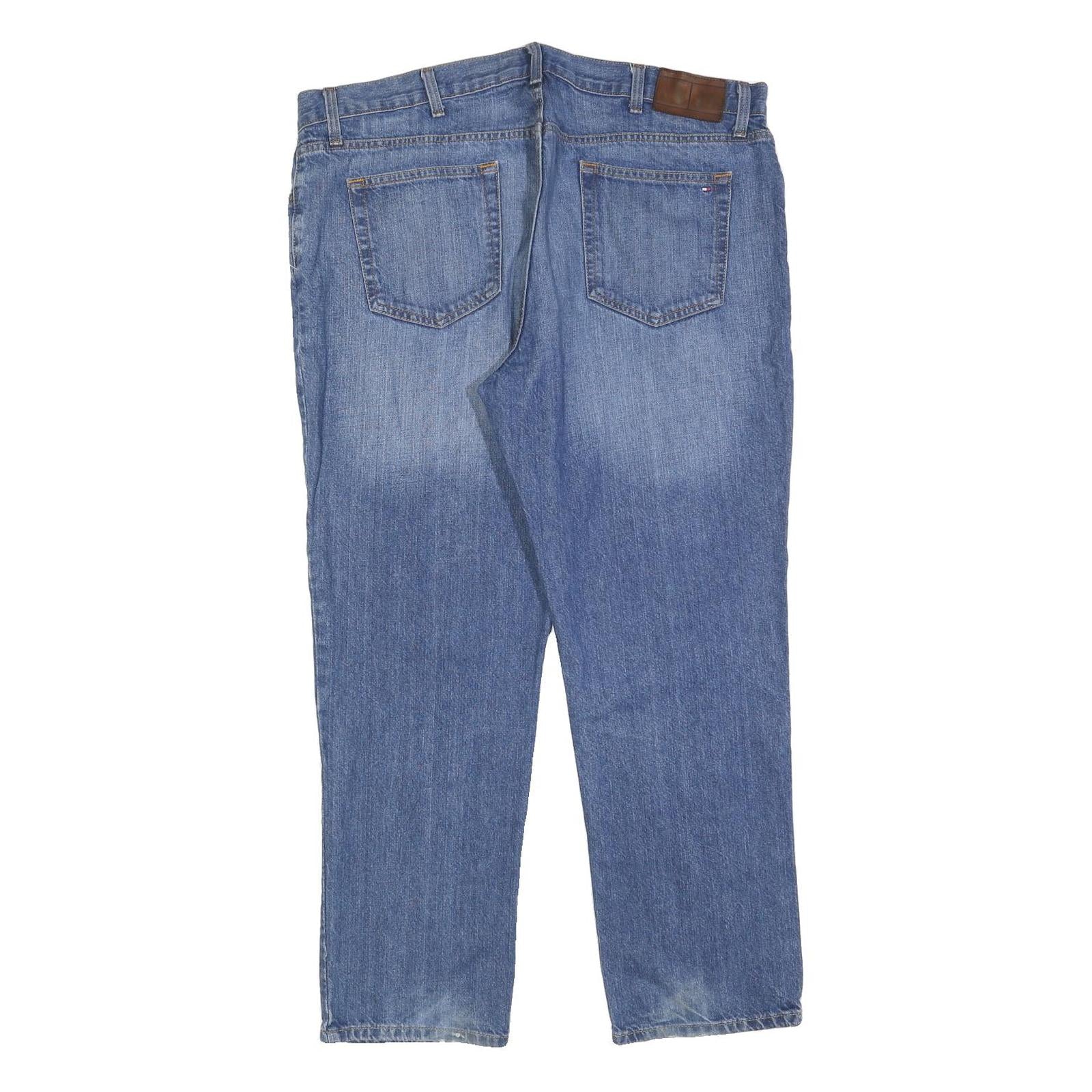 TOMMY HILFIGER Mens Jeans Blue Regular Straight Denim Medium W40 L30 Classic Zip