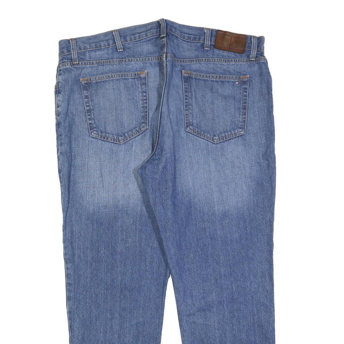 TOMMY HILFIGER Mens Jeans Blue Regular Straight Denim Medium W40 L30 Classic Zip