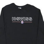 K SWISS Mens Black Cotton Blend Crew Neck Sweatshirt M Logo Embroidered