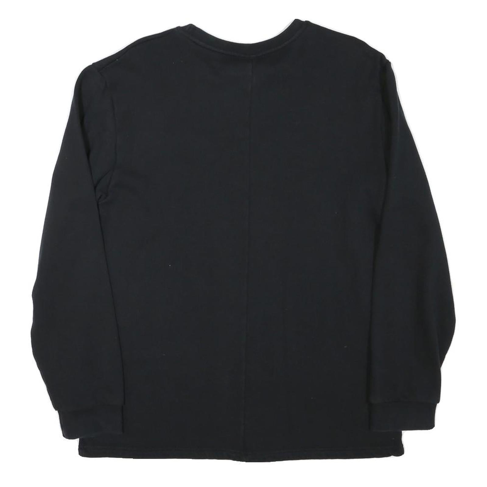 K SWISS Mens Black Cotton Blend Crew Neck Sweatshirt M Logo Embroidered