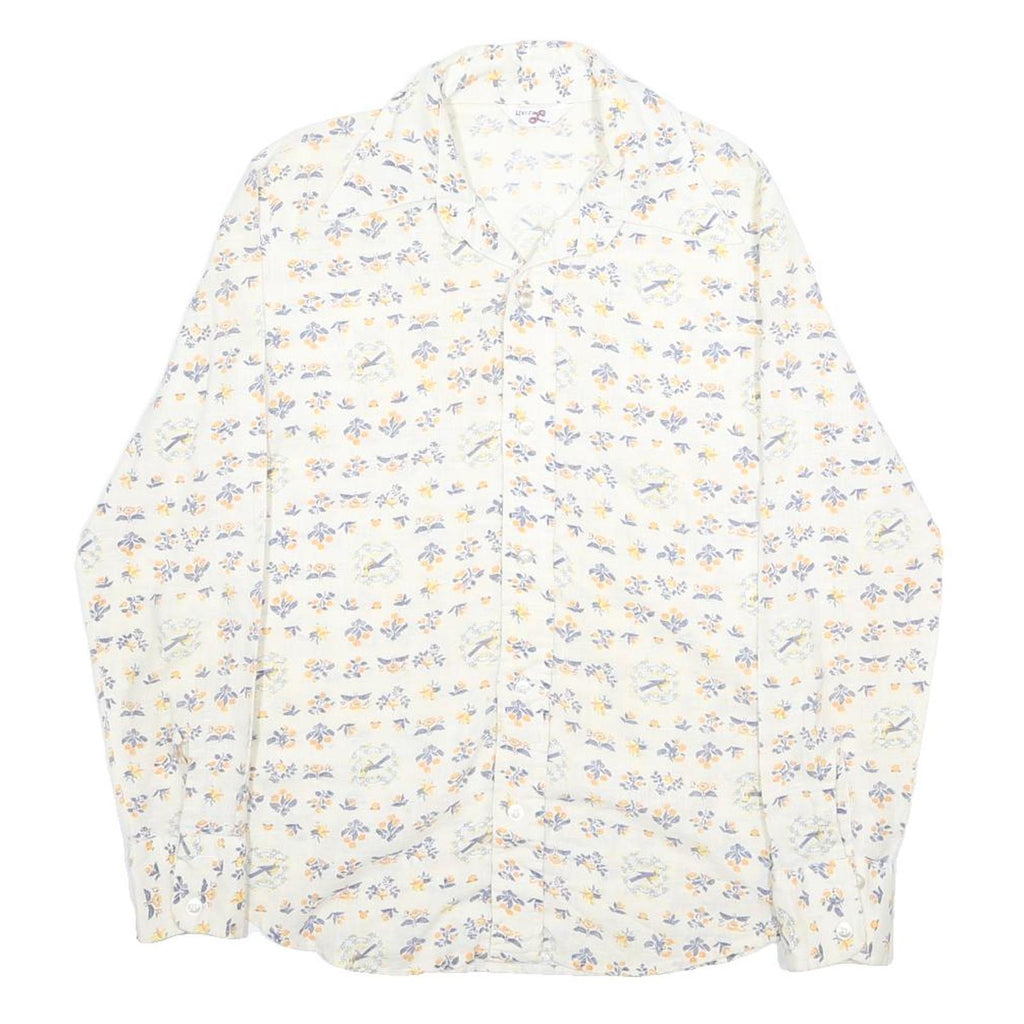 LEVI'S Womens White Floral Cotton Blend Shirt S Casual Button Down