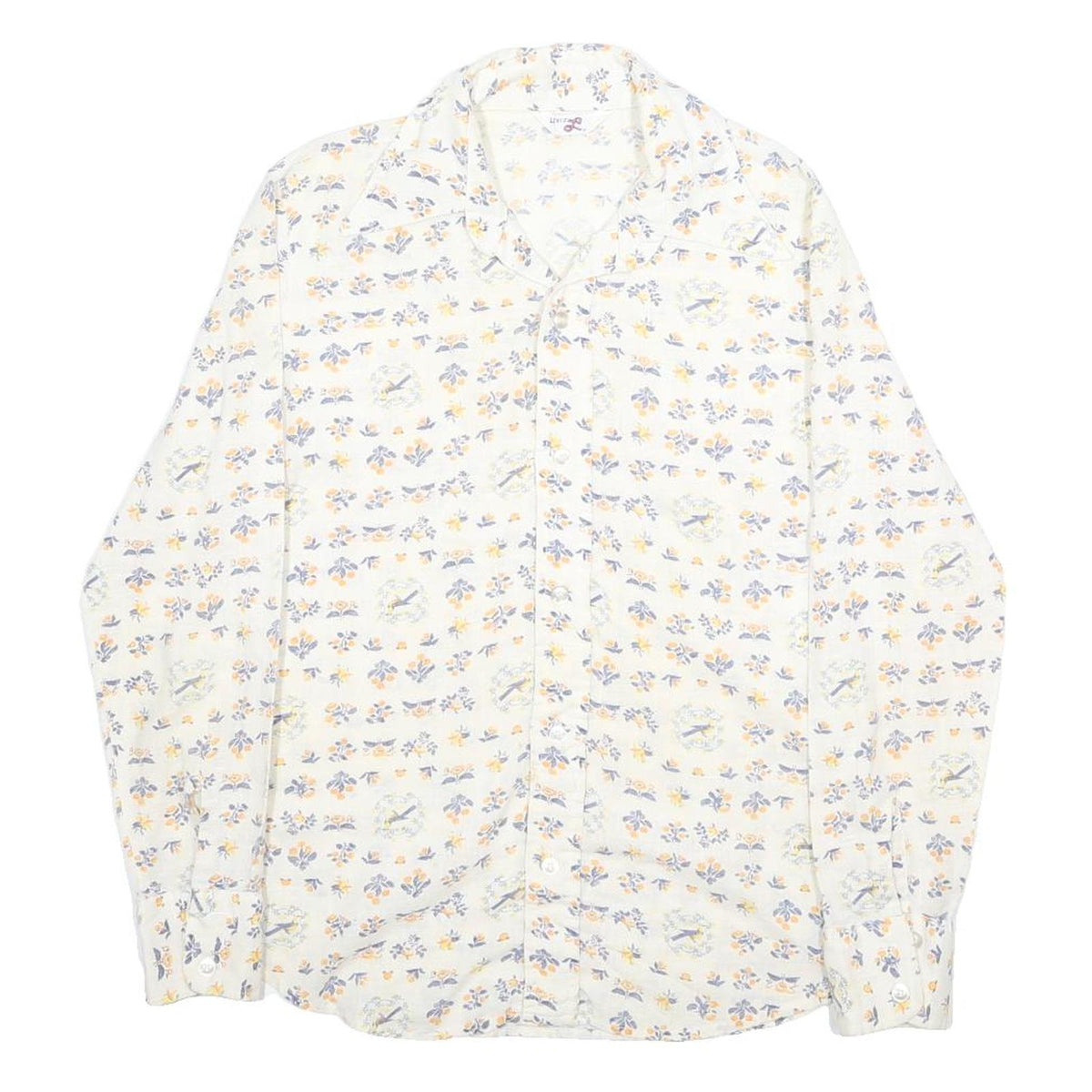 LEVI'S Womens White Floral Cotton Blend Shirt S Casual Button Down
