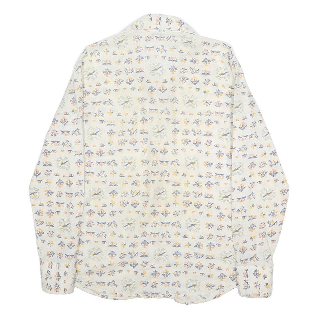 LEVI'S Womens White Floral Cotton Blend Shirt S Casual Button Down