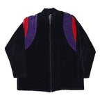 Mens Black Red & Purple Polyester Blend Zip Up Jacket L Velvet Colourblock