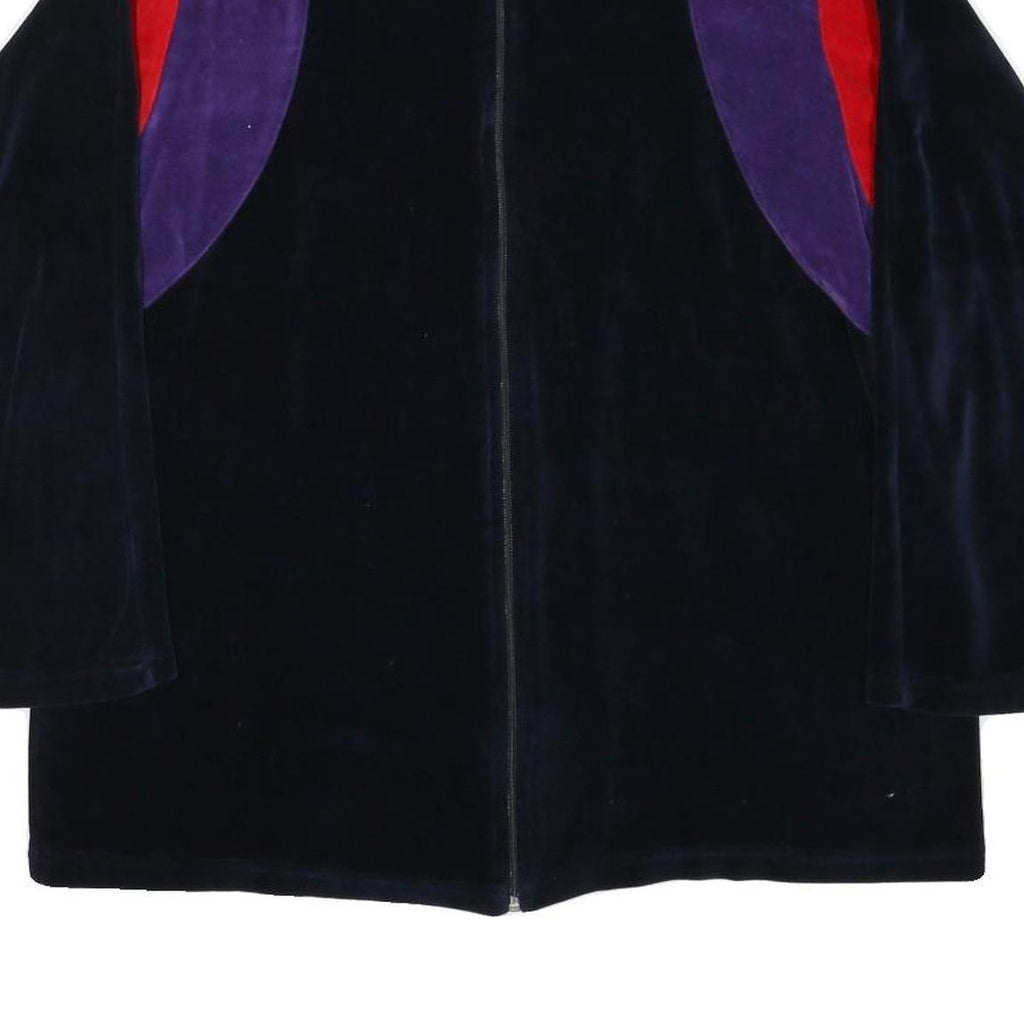 Mens Black Red & Purple Polyester Blend Zip Up Jacket L Velvet Colourblock