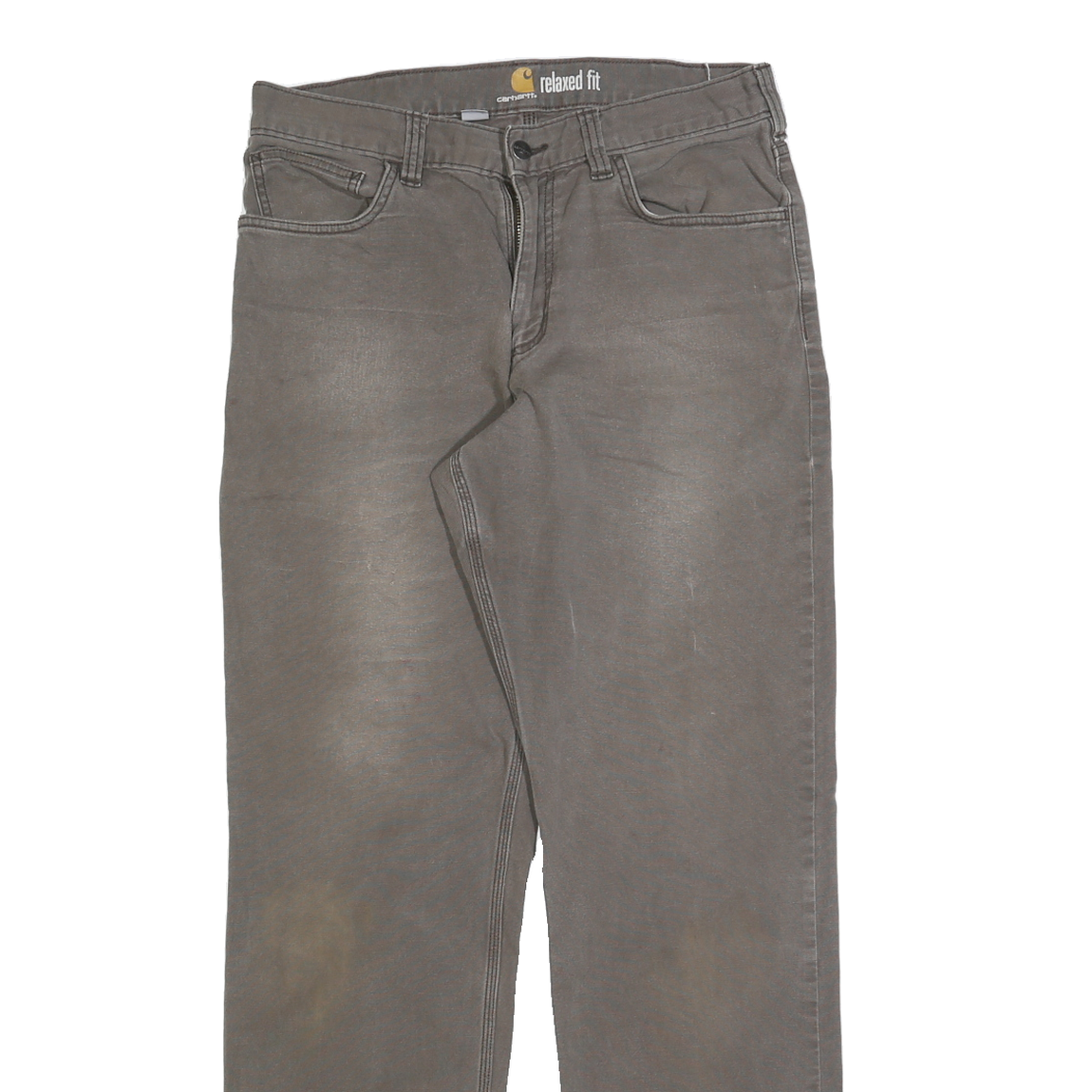 CARHARTT Mens Cotton Blend Brown Relaxed Straight Trousers W32 L31 Workwear