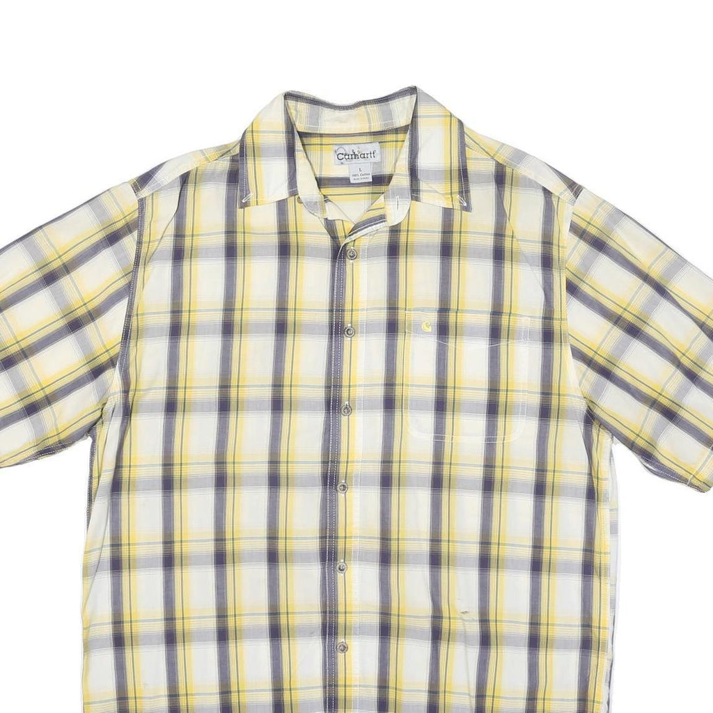 CARHARTT Mens Yellow & Grey Check Shirt L Cotton Blend Casual Workwear