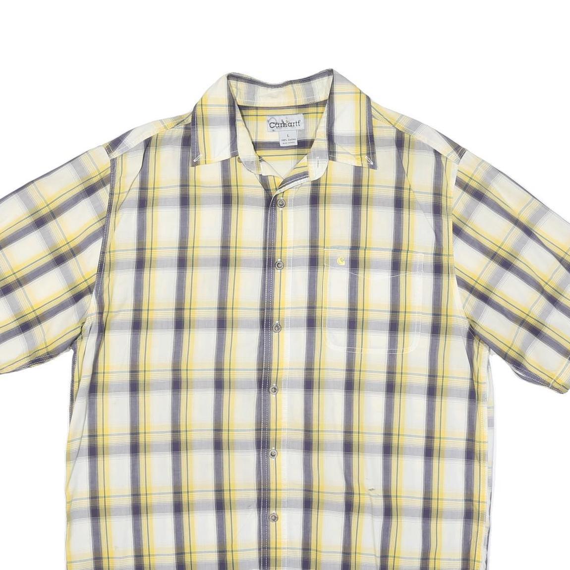 CARHARTT Mens Yellow & Grey Check Shirt L Cotton Blend Casual Workwear