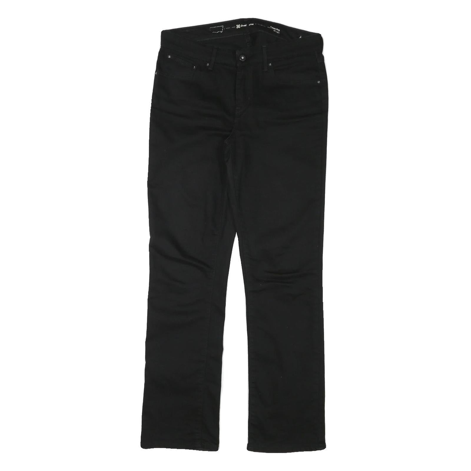 LEVI'S Womens Black Regular Straight Denim Woven Cotton Blend Jeans W30 L30 Zip