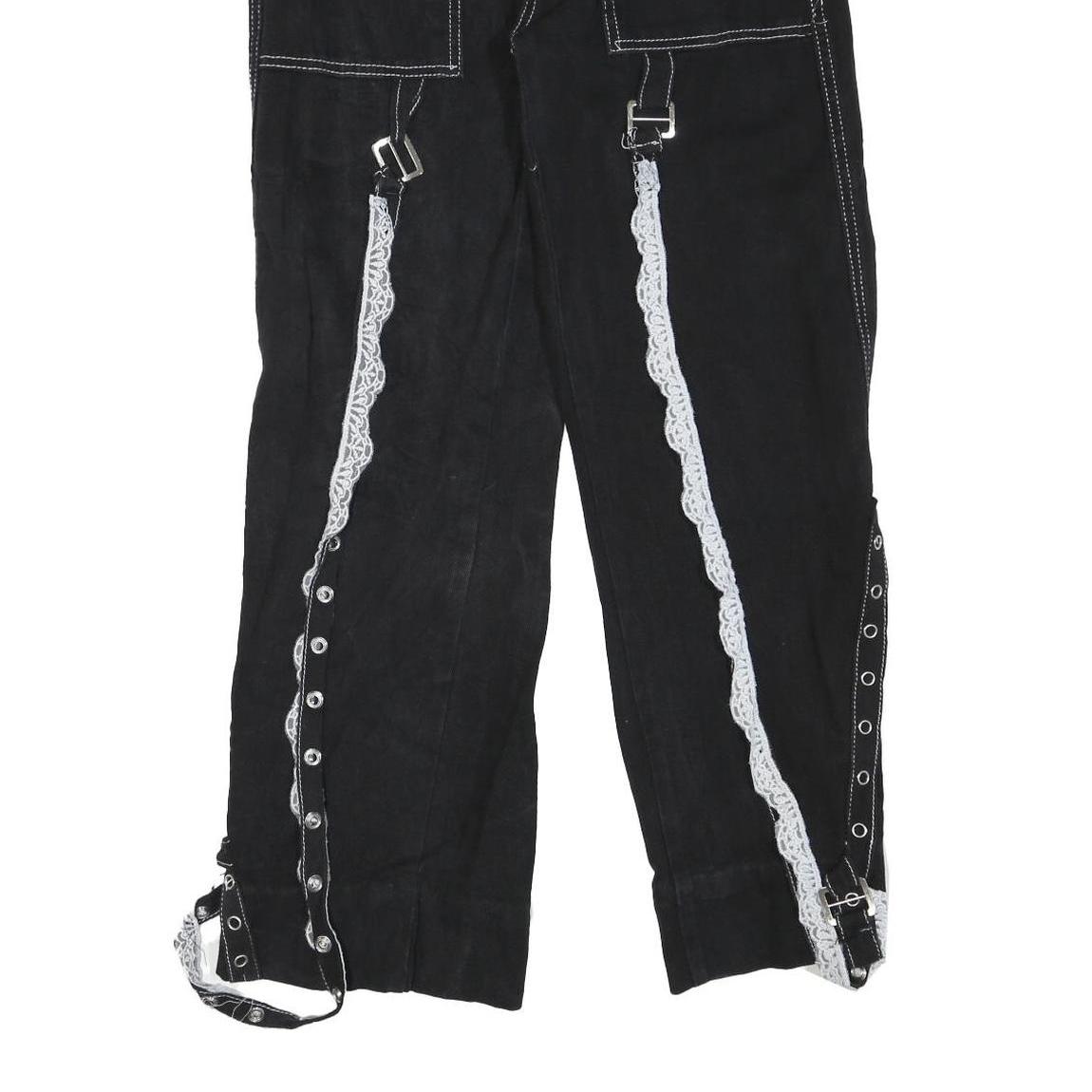 Womens Black Regular Fit Straight Cotton Blend Jeans W28 L27 Lace Trim Detailing