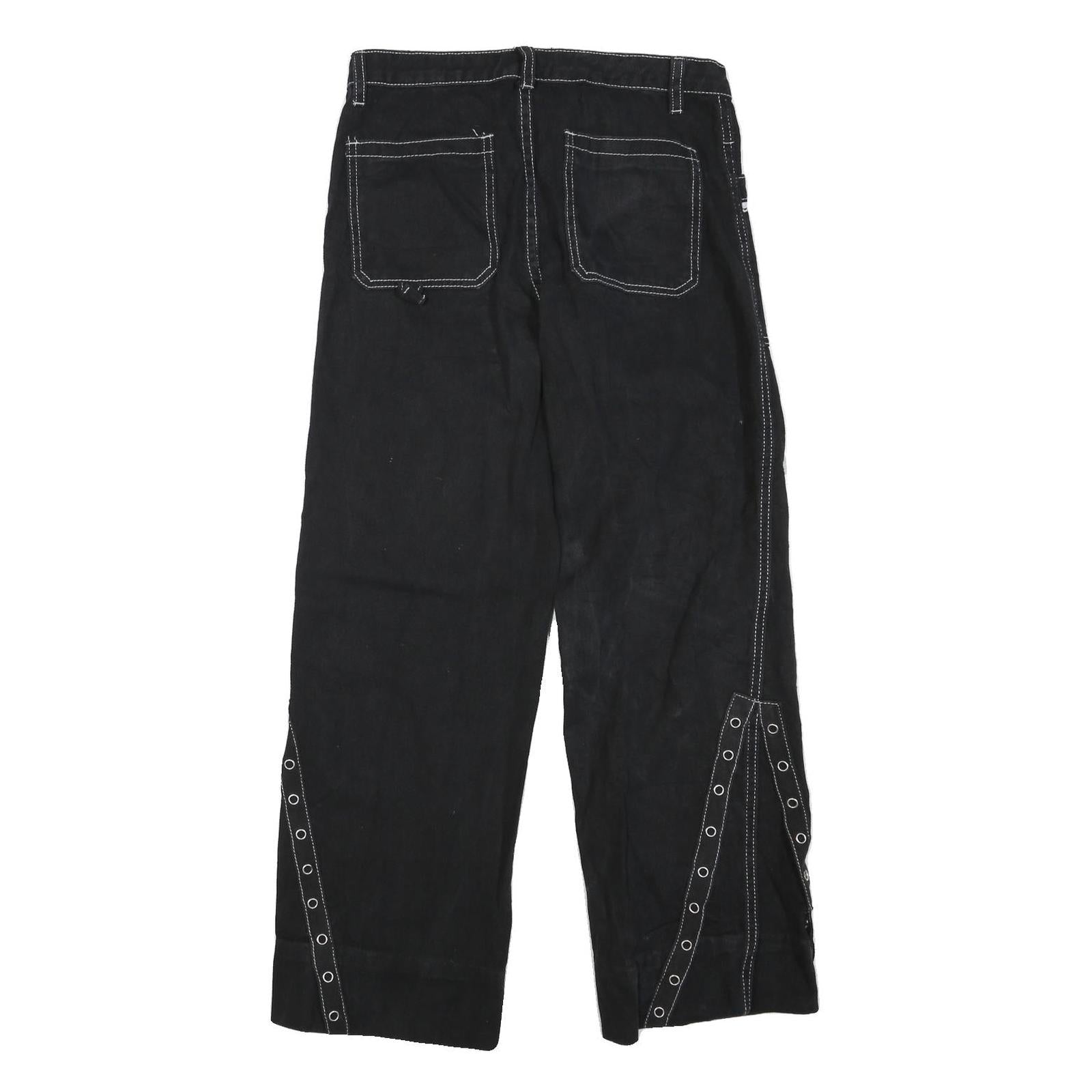 Womens Black Regular Fit Straight Cotton Blend Jeans W28 L27 Lace Trim Detailing