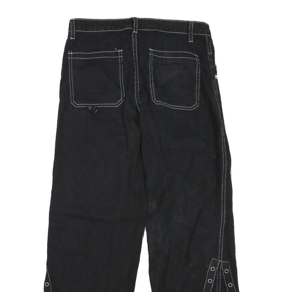 Womens Black Regular Fit Straight Cotton Blend Jeans W28 L27 Lace Trim Detailing