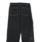 Womens Black Regular Fit Straight Cotton Blend Jeans W28 L27 Lace Trim Detailing