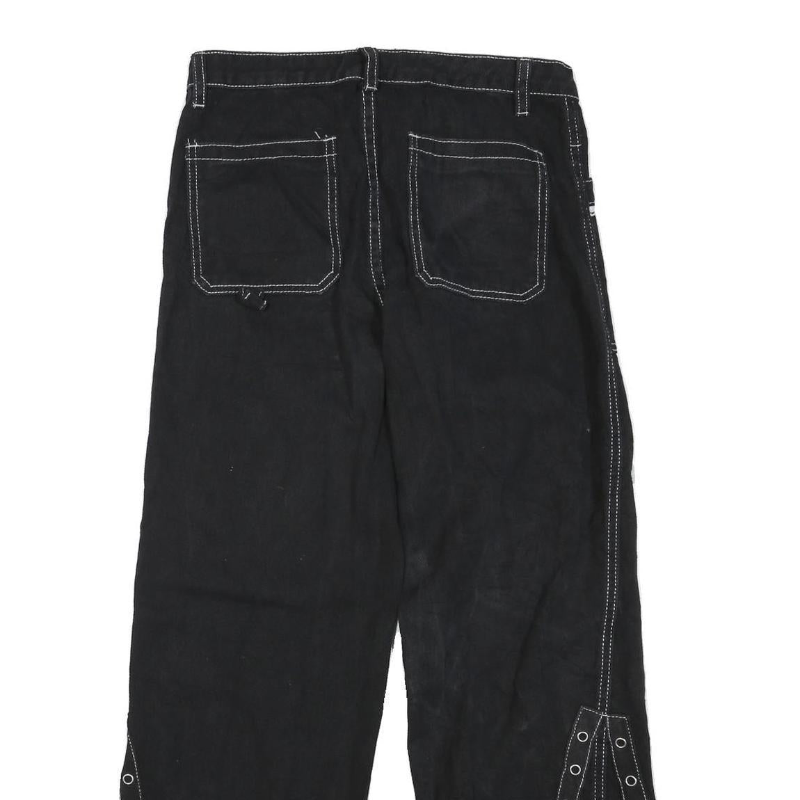 Womens Black Regular Fit Straight Cotton Blend Jeans W28 L27 Lace Trim Detailing