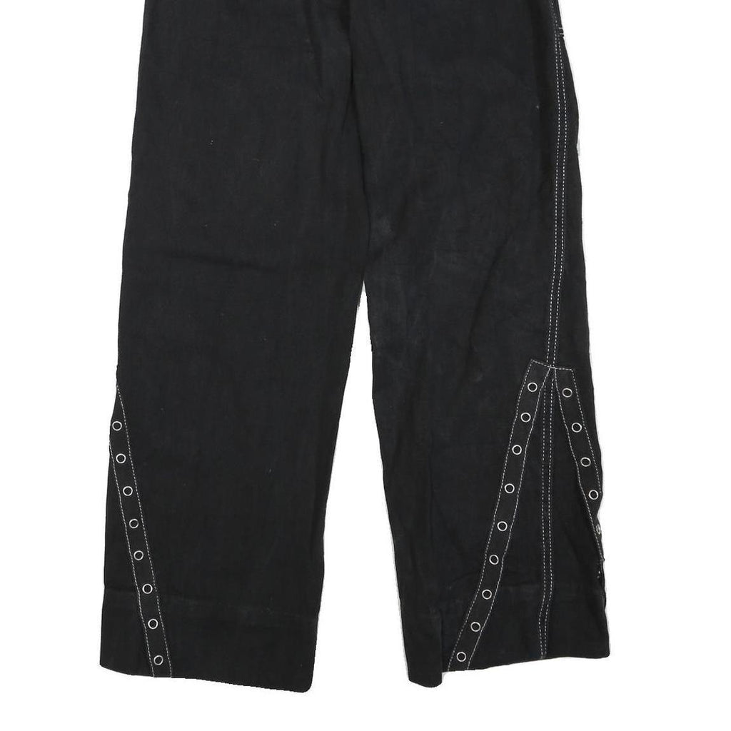 Womens Black Regular Fit Straight Cotton Blend Jeans W28 L27 Lace Trim Detailing