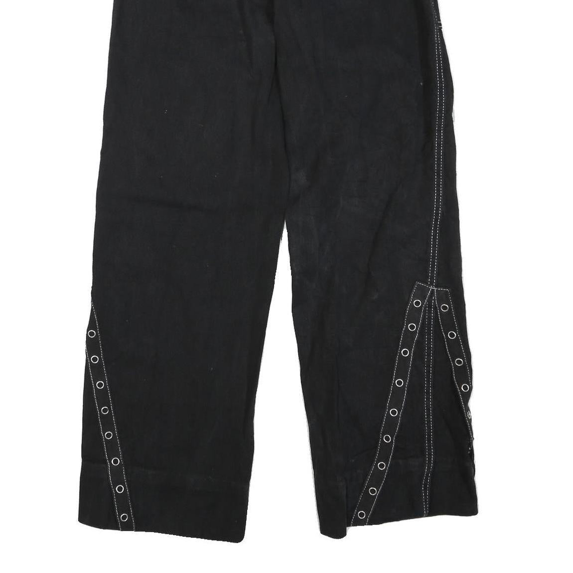 Womens Black Regular Fit Straight Cotton Blend Jeans W28 L27 Lace Trim Detailing