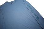 CARHARTT Mens Blue Long Sleeve Crew Neck T-Shirt L Logo Print Cotton Blend