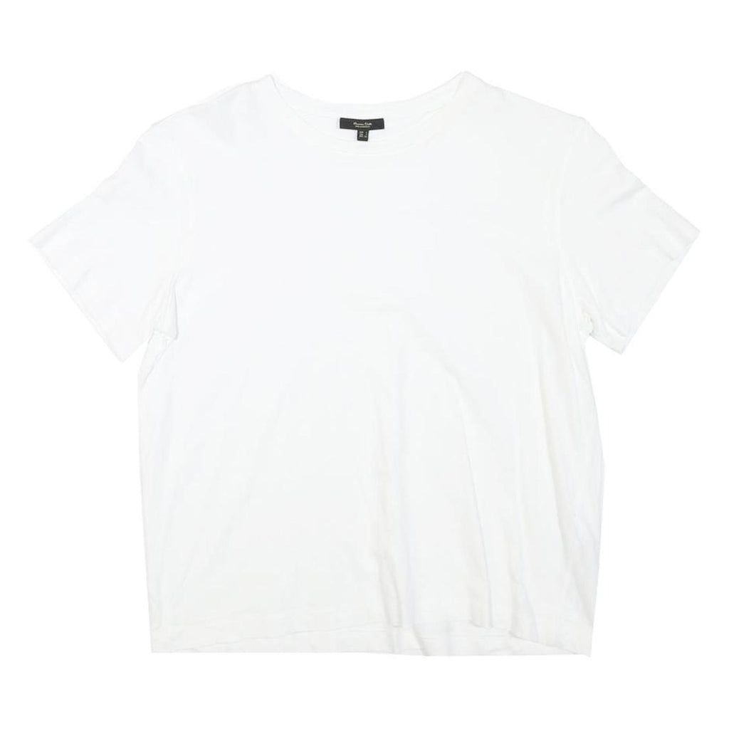 MASSIMO DUTTI Womens White T-Shirt S Short Sleeve Round Neck Plain Cotton Blend