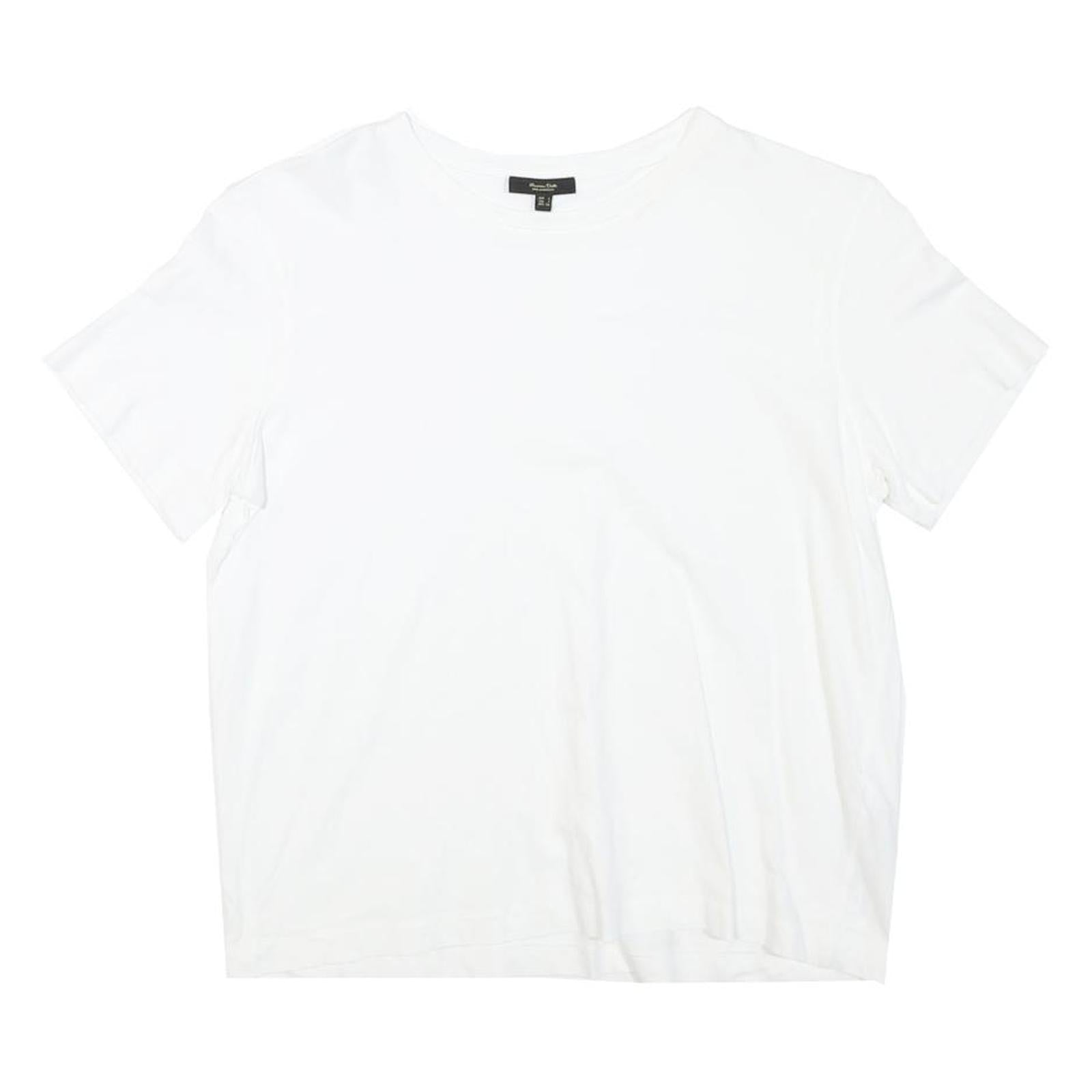 MASSIMO DUTTI Womens White T-Shirt S Short Sleeve Round Neck Plain Cotton Blend