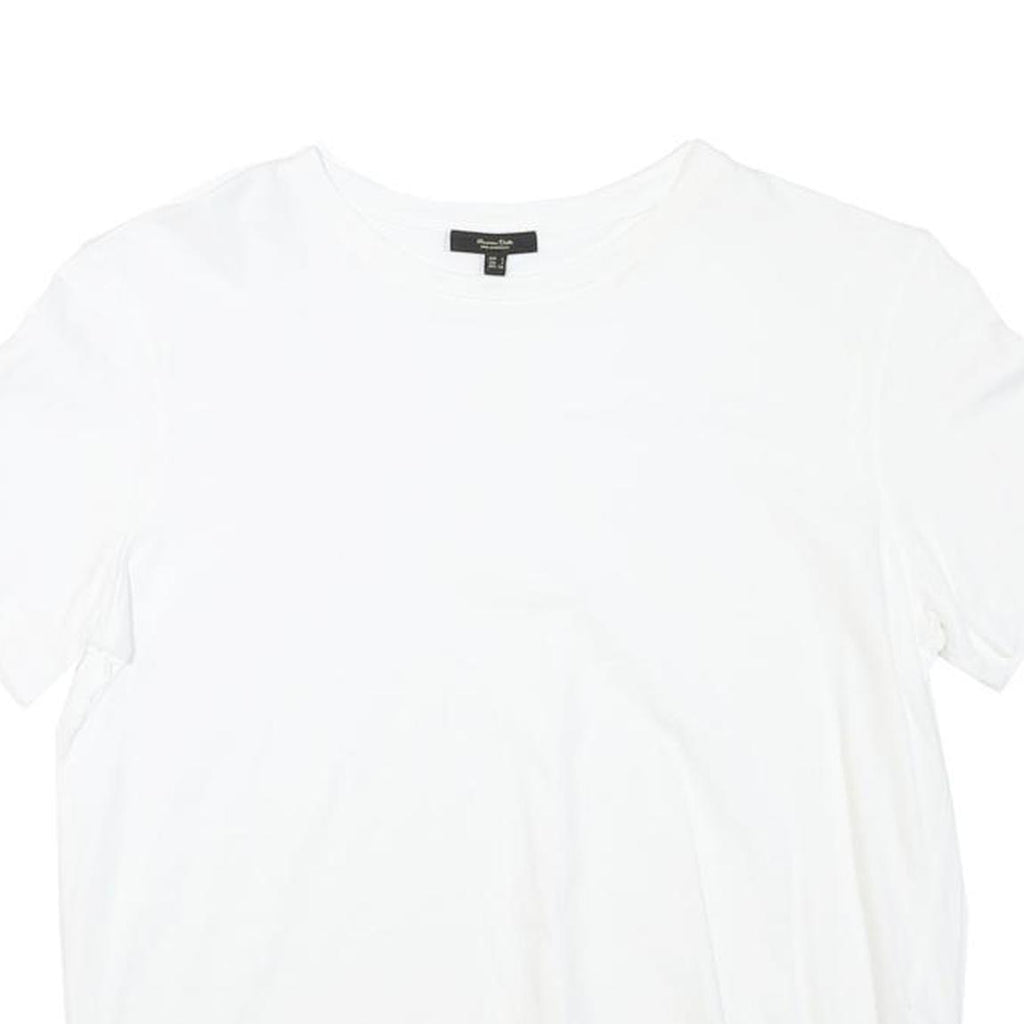 MASSIMO DUTTI Womens White T-Shirt S Short Sleeve Round Neck Plain Cotton Blend