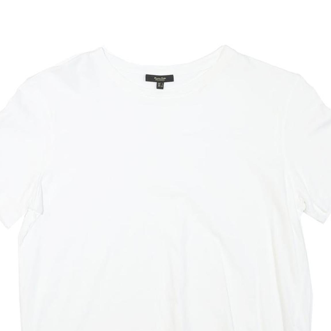 MASSIMO DUTTI Womens White T-Shirt S Short Sleeve Round Neck Plain Cotton Blend