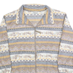 HABAND Womens Beige & Grey Patterned Zip Up Jacket M Polyester Soft Warm