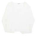 MY JEWELS Womens White Basic Long Sleeve V-Neck Top L Button Detail Lightweight