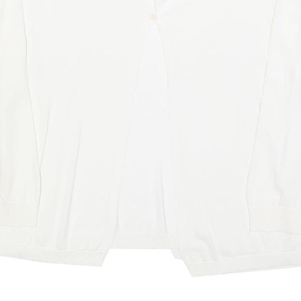 MY JEWELS Womens White Basic Long Sleeve V-Neck Top L Button Detail Lightweight