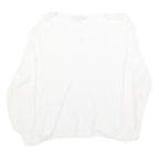 MY JEWELS Womens White Basic Long Sleeve V-Neck Top L Button Detail Lightweight