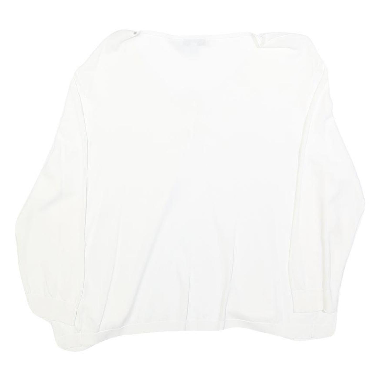 MY JEWELS Womens White Basic Long Sleeve V-Neck Top L Button Detail Lightweight
