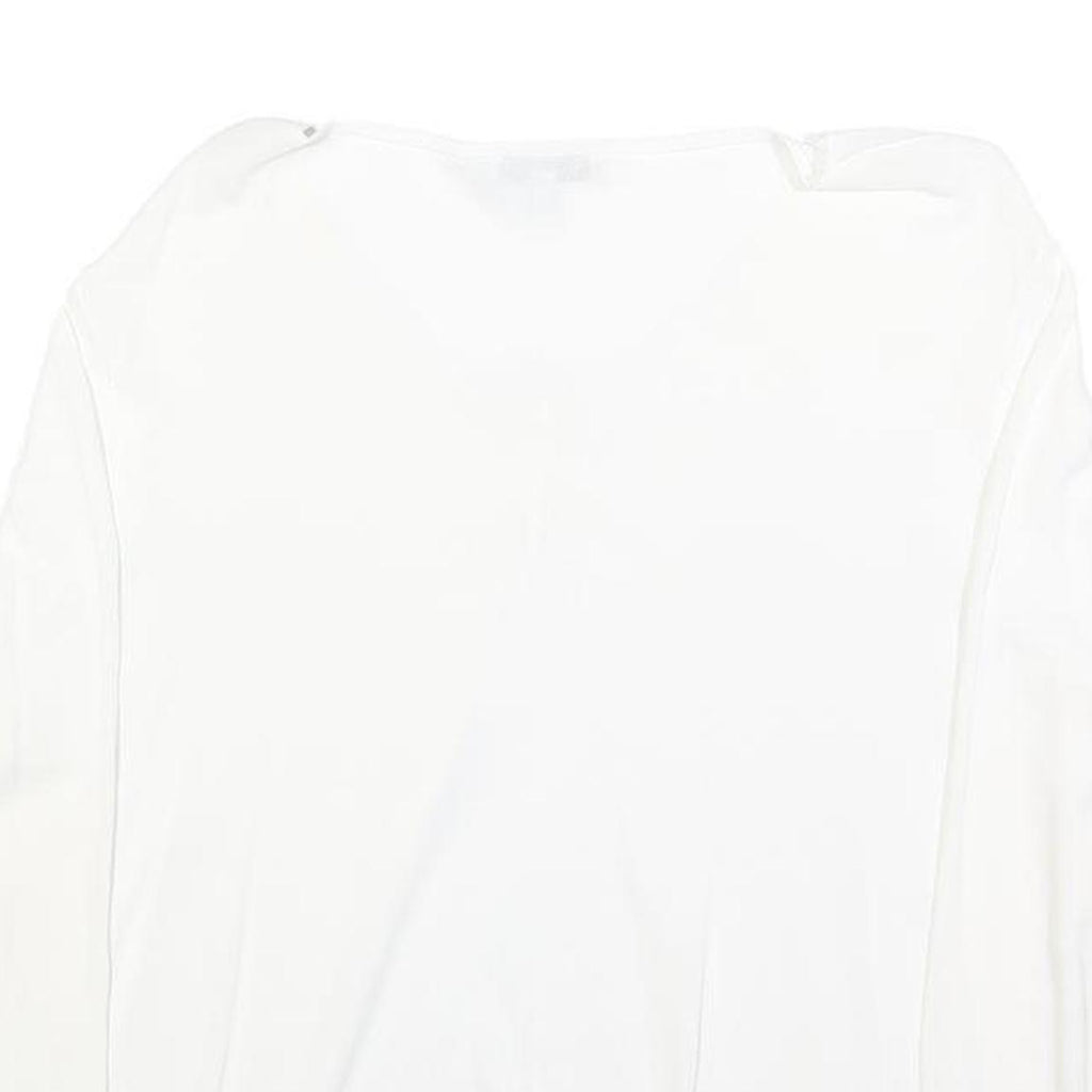 MY JEWELS Womens White Basic Long Sleeve V-Neck Top L Button Detail Lightweight