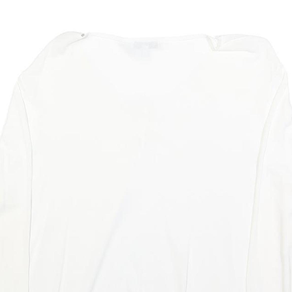 MY JEWELS Womens White Basic Long Sleeve V-Neck Top L Button Detail Lightweight