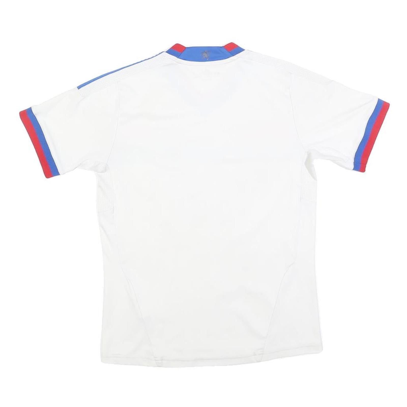 ADIDAS Boys White Blue Red Olympique Lyonnais Football Shirt 11-12Y Short Sleeve