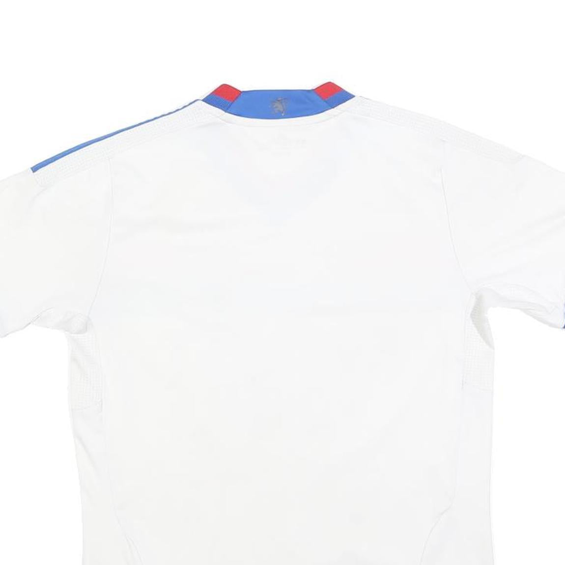 ADIDAS Boys White Blue Red Olympique Lyonnais Football Shirt 11-12Y Short Sleeve